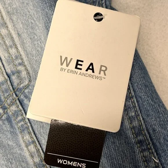 Erin Andrews Super Bowl LVIII Womens Denim Jacket Hoodie Cropped XL NWT - Picture 2 of 16